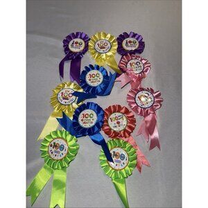 Set of 11 100 Days of School Award Ribbons | Colorful Rosette Teacher Classroom
